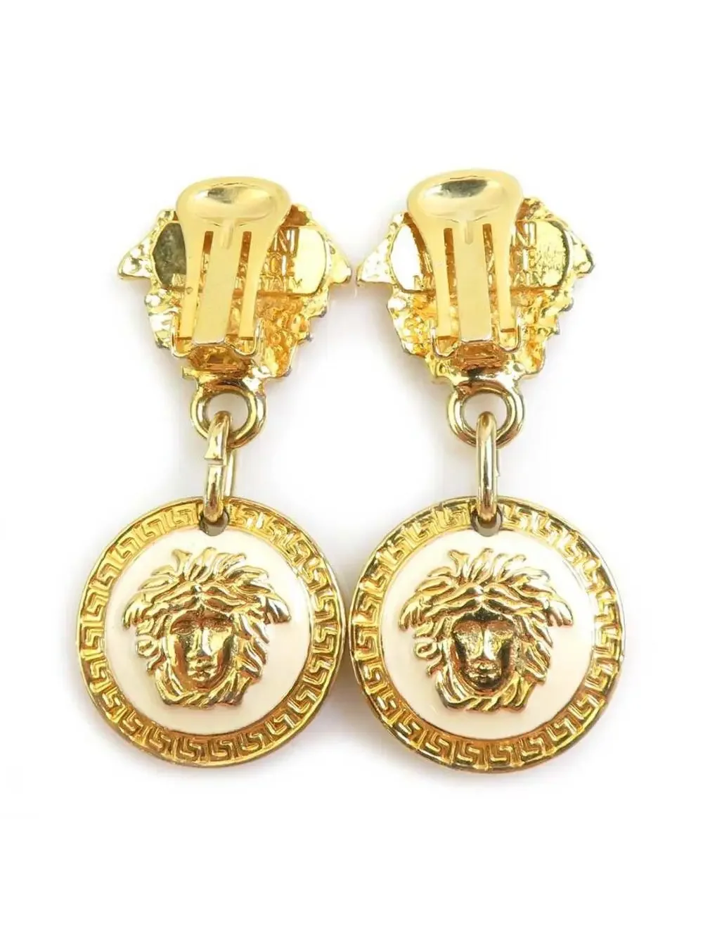 Auth Versace Medusa Earrings Gold/Black #302695V21B